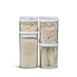 Mepal - Modula Storage Jars with Lid, White, Set of 4 - 2 x 1000 ml, 1 x 1500 ml and 1 x 425 ml - Storage Box with Lid for Dry Food - Food Storage Containers and Organiser Boxes