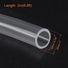 TOP-VIGOR 20mm ID 25mm OD PVC Clear Vinyl Tubing, 2M Length Food Grade Flexible Water Pipe, Plastic Tube for Transfer Water, Oil, Air, Powders & Fine Granules