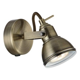Searchlight Lighting Industrial 1 LT Antique Spotlight, Steel, GU10, Aged Brass