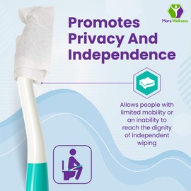 Mars Wellness Self Wipe Assist Bottom Wiping Toilet Aid Wiping Wand - Long Reach Comfort Wipe Extender - Daily Living Aid for The Disabled - Colors vary - 2 Pack
