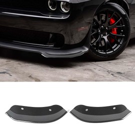 PDKLIN for Challenger Front Bumper Lip Splitter Protector Cover Trim for 2015-2023 Dodge Challenger SRT Hellcat Carbon Fiber Exterior Accessories 2pcs