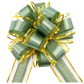 G2PLUS 12PCS Green Pull Bows, 6 Inch Large Pull Bows Ribbon, Christmas Pull Bows for Gift Wrapping, Wedding Cars, Birthday Decoration, Hampers, Christmas Wreaths, Bouquets