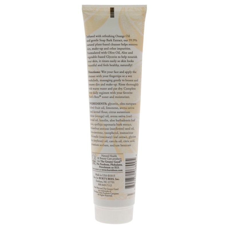 Burt's Bees Orange Essence Facial Cleanser, Sulfate-Free Face Wash, 4.3
