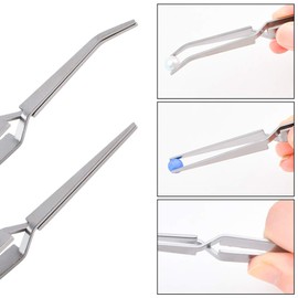 WANDIC Cross Locking Tweezers Bent & Straight Reverse Action Stainless Steel DIY Jewelry Hobby Craft Tool, 6 PCS