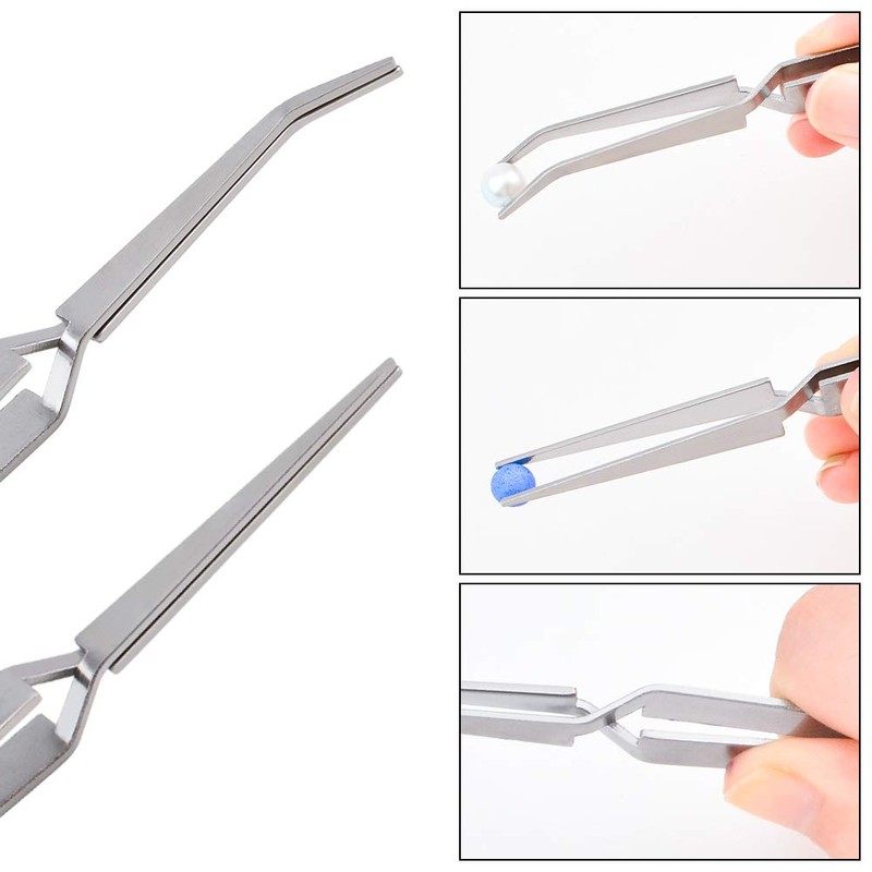 WANDIC Cross Locking Tweezers Bent & Straight Reverse Action Stainless
