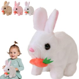 Mizijia Bunny Pal, Bunny Pal Rabbit, Bunny My Realistic Rabbit, Interactive Electronic Pet Plush Rabbit Toy, Can Walk and Talk, Easter Gifts Children (White)