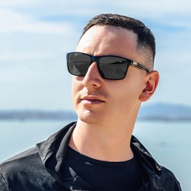 Polarized Sunglasses Men Women, Sport Sunglasses Men Black, Retro TR90 Ultralight Frame, UV400 HD Golf/Driving/Fishing/Travel Glasses/Outdoor Sports Fashion