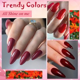 MEET ACROSS 9 Colors Gel Nail Polish + 3PCS Function Gel,Soak Off UV LED Lamp Gel Nail Polish Kit,Fashion Nail Art Design Gifts for Women Manicure Salon (SET6, 12pcs)