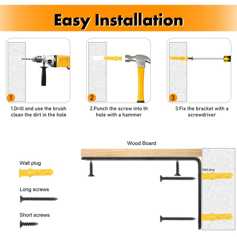 Shelf Brackets Heavy Duty, 45mm Thick L Shape Right Angle