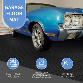 Wilaly Garage Floor Mat, Thickness Diamond Plate Vinyl Heavy Duty Parking Mat for Garage Floor, Golf Cart Parking, Water/Stain Resistant Floor Runner (2, 4x6.5FT)