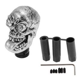 HOPESPANNER 9.5cm Skull Shift Knob Universal Gear Shifter Knob Resin Stick Shifter Lever Knob for Automatic and Manual Vehicle with 3 Adapter Silver Tone 1 Set