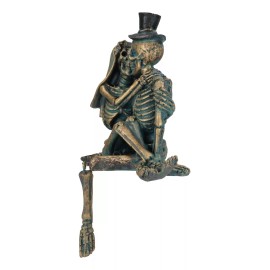Love Never Dies Skeleton Couple Bride and Groom Kissing Shelf Sitter Figurine