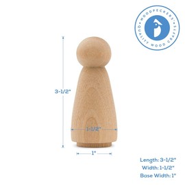 Large Wood Peg Dolls 3-1/2 inch, Mom/Angel Shape Peg People, Pack of 25 Birch Unfinished Wooden Dolls to Paint