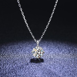 APOTRONI Sterling Silver Choker Necklaces for Women Crystal Solitaire Cubic Zirconia Pendant Dainty Glod Plated Necklaces Jewelry Gifts for Wdding Birthdays, Small, Sterling Silver, Cubic Zirconia