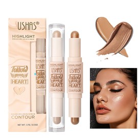 Radiant Glow & Defined Contours: 2-in-1 Highlight & Contour Stick - Trio Shades for Flawless Skin Match, Effortless Beauty in a Swipe!