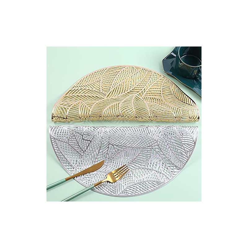 Hosoncovy 4 Pack Leaf Decorative Placemats PVC Placemats Hollow Dining