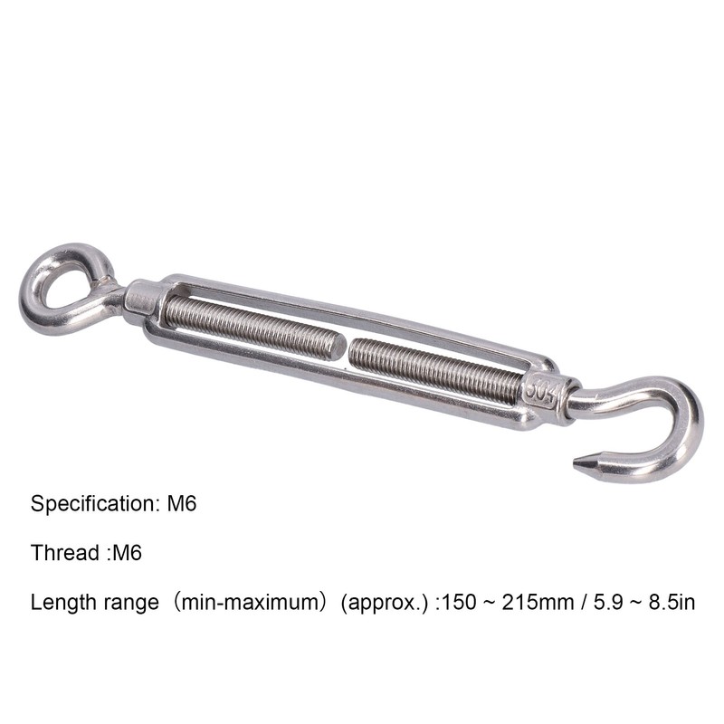 5Pcs Turnbuckle Hook and Eye Wire Rope Tension 304 Stainless