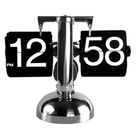 Flip Desk Clock, Digital Flip Down Clock, Retro Minimalist Single Foot Mechanical Auto Flip Clock Desk Clock for Home Livingroom(Black)