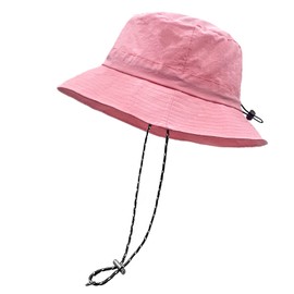 woogwin Waterproof Bucket Rain Hat with Chin Strap Quick Dry Packable Boonie Sun Hat Safari Hat UV Protection(Pink1)