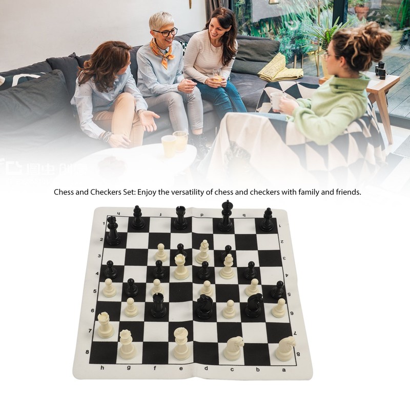 Chess Checkers Set 13.8in Board 2 in 1 Anti Slip