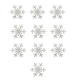 10 Mini Snowflake Iron On Decals - 1x1 inch Vinyl Snowflakes - Christmas Crafts - Vinyl Decals - Snowflake Applique - Iron-Ons - Pick Color (Silver Glitter)