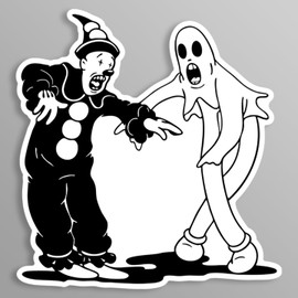 Koko The Clown and Ghost Sticker Decal - UV Printed Vintage Cartoon Design for Cars, Trucks, Windows, Laptops, Cups, Bumpers - 5-Inch by 4.75-Inch