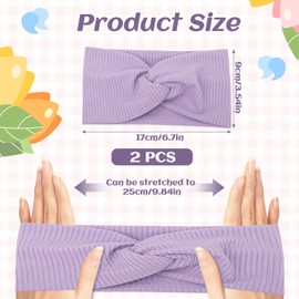 2Pcs Kids Headbands, Knitted Girl Headband Soft Baby Head Band Comfortable Girls' Fashion Headbands Elastic Headwear with Knot for Boys and Girls (Blue, Purple)