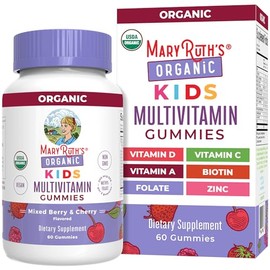 MaryRuth Organics | Kids Multivitamin Gummies, Mixed Berry & Cherry, 60 ct | Gomitas multivitamínicas para niños, mezcla de bayas y cerezas, 60 gomita