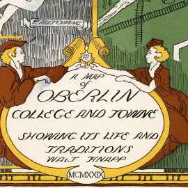Oberlin College, Ohio Campus Guide Map circa 1929 - 24" x 30"