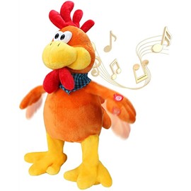 15 Inch Musical Squawking Chicken Toy Singing Waving Rooster Electronic Interactive Plush Toy Electric Stuffed Animal Toy