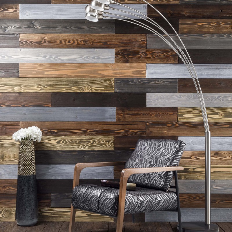 BoscoMondo 5.5 Inches Wide Barnwood Wall Planks, Rustic Solid Wood