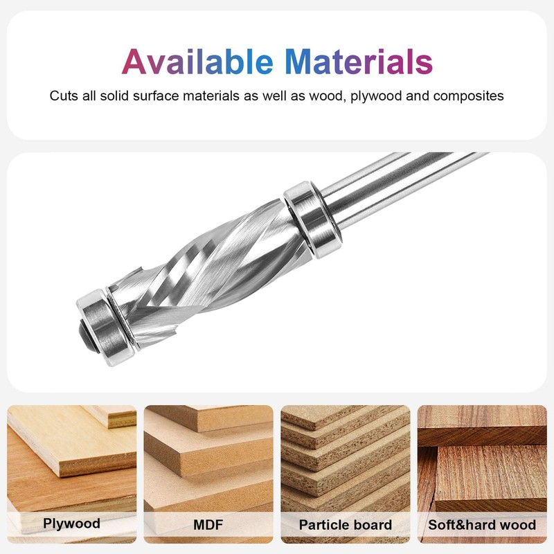 SpeTool Spiral Flush Cutter 8 mm Shaft Long Up &