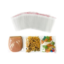 200 Pack Self Sealing Cellophane Treat Bags 3.94x3.94 Inches - Clear Resealable for Cookie Packaging Party Favor Gift Giving