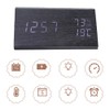 Digital Clock Wooden Electronic LED Time Display Temperature and Humidity
