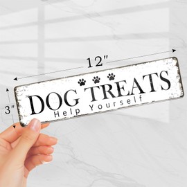 12x3 Inch Dog Treats Sign PC Signage Decor for Outdoor Pet Dog Crates Kennels Cage