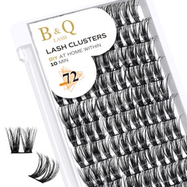 BQ Lash Individual Eyelashes, 72 Clusters, Coloured Eyelashes, Individual at Home Cluster Lashes, B12, B01, B02, B09, Black Eyelashes for DIY Eyelash Extensions, DIY Eyelashes (B12, D - 12 mm)