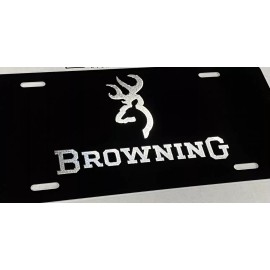 BLVD Engraved BROWNING Car Tag Diamond Etched Aluminum Vanity Front License Plate