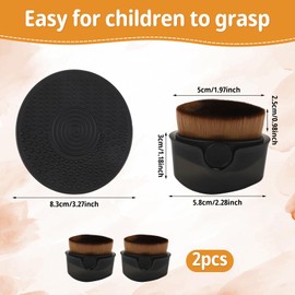 2pcs Sunscreen Applicator, Sunscreen Brush for Kids with Protective Caps Travel Portable Body Sun Lotion Applicator Soft Bristle Sun Cream Brush Set with Cleaning Pad (Black)