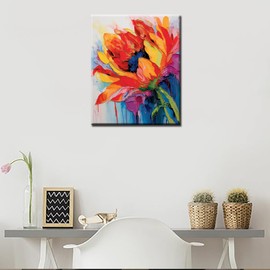 Tulip Flower Paint by Number for Adult,Abstract Graffiti Painting by Number Kits On Canvas, DIY Oil Painting Acrylic Paints,leafage Paint by Numbers for Adults and Kids Beginner（without frame）