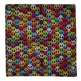 22"x22" Rainbow Multi-Color Small Peace Signs Black 100% Cotton bandana Scarf Head Wrap Neck Headband bandana