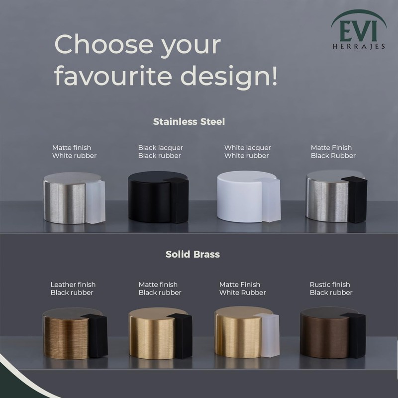 EVI Door Stoppers | Leather Brass Door Stop - Adhesive
