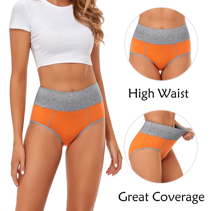 CULAYII High Waisted Underwear for Women Cotton Briefs Full Coverage