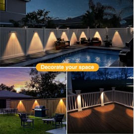 VOLISUN Solar Fence Lights 12-Pack - 100 Lumens Solar Powered Outdoor Lights, Weatherproof Warm White LED Auto On/Off for Fence, Deck, Yard, Patio & Garden (Dusk to Dawn)