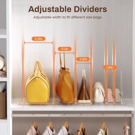 GotSpace Purse Organizer for Closet, Adjustable Clear Handbag Storage Holder, Acrylic Purse Organizer for Closet Organization, Shelf Divider, Perfect for Bedroom, Living Room, Home