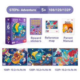 TOI Leveled Puzzles for Kids Aged 5 and Up, Toddler Puzzle Preschool Learning Jigsaw Puzzles, Large Pieces Educational Game for Boys Girls, Classic Education Step 6