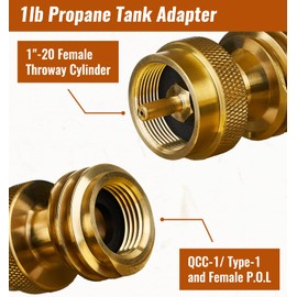 CALPOSE 1lb Propane Tank Adapter, Solid Brass 20lb to 1lb Converter, 1lb Propane Adapter for Disposable Throwaway Cylinder