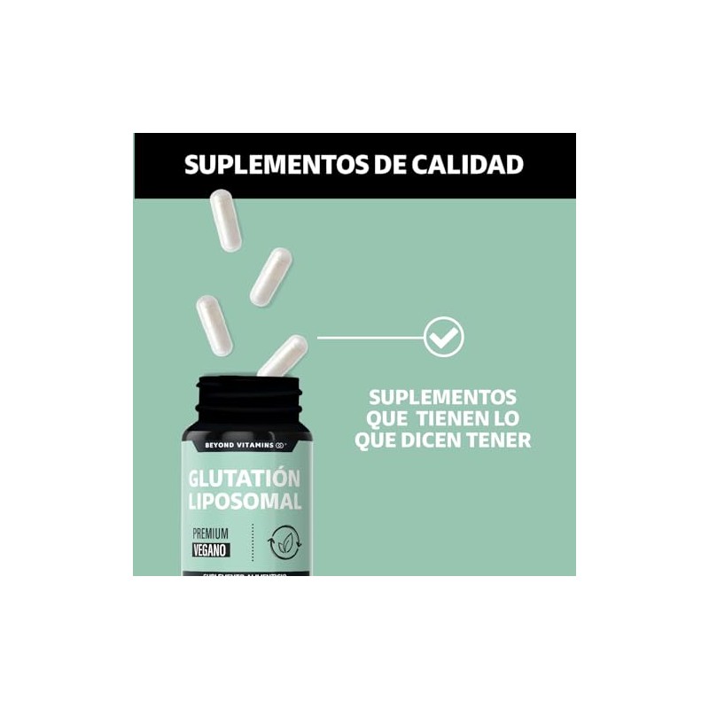 Beyond Vitamins | L-Glutation Liposomal Reducido | Potenciado con L-Glutamina,