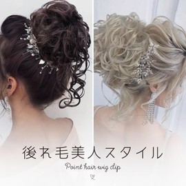 ADOSSY Point Wig, Hair Clip, Scrunchy, Airy Curl, Back Hair, Stylish Bun Ponytail, Blonde Hair, Brown Hair, Ash Gray Hair Wig (Grey)