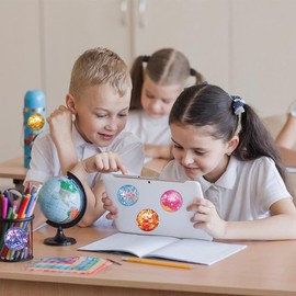 500pcs Disco Sticker Rolls for Kids -Round Seal Label Stickers 1.1 Inch 8 Tyles Disco Pattern Kindergarten Stickers Teacher Stickers for Kids Birthday Party School Reward Giveaways