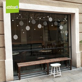 10 x Large Christmas Bauble Window Stickers with 30 x Stars - Stars and Stripes Bauble Christmas Window Stickers - Christmas Window Bauble Stickers